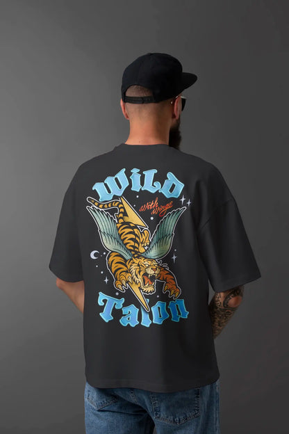 WILD TALON Winged Tiger Oversized 240 GSM Heavyweight Graphic T-Shirt
