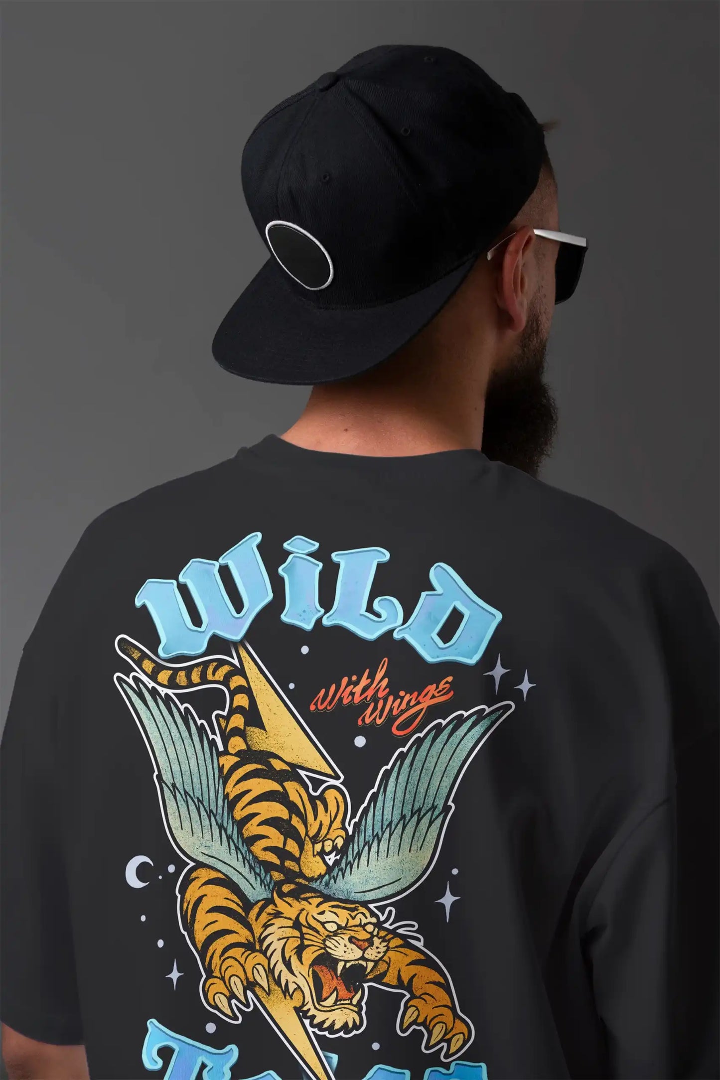 WILD TALON Winged Tiger Oversized 240 GSM Heavyweight Graphic T-Shirt