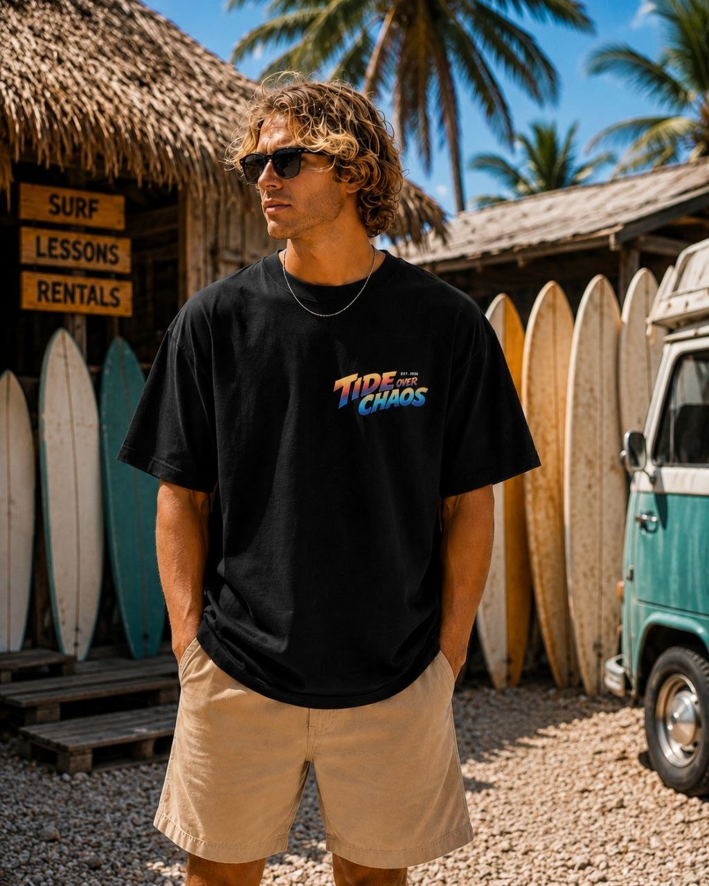 Tide Over Chaos Tee — front wordmark